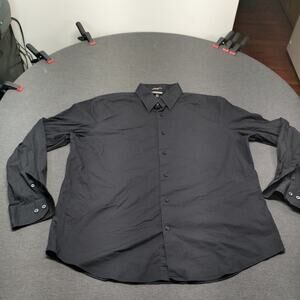 Express 1MX Black Button Down Shirt Mens XL Long Sleeve Fitted Stretch Cotton